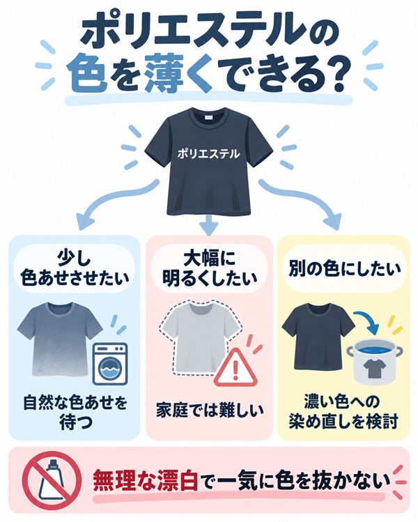 ポリエステルの色を薄くするときの目的別の考え方