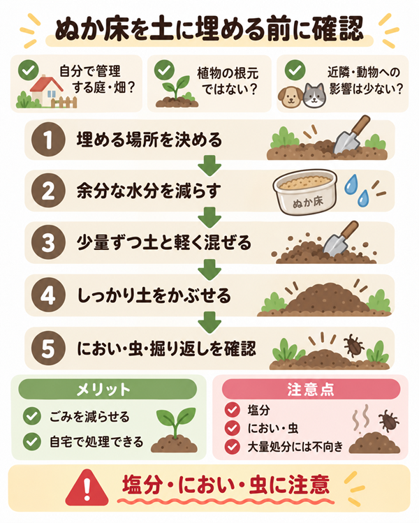 ぬか床を土に埋める前の確認と安全な手順