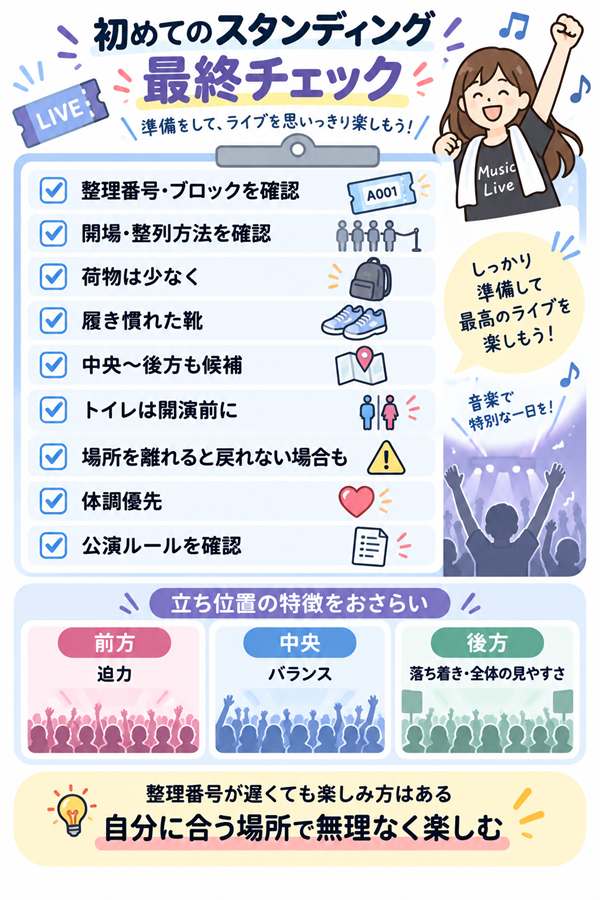 初めてのスタンディングライブで確認したい準備と注意点