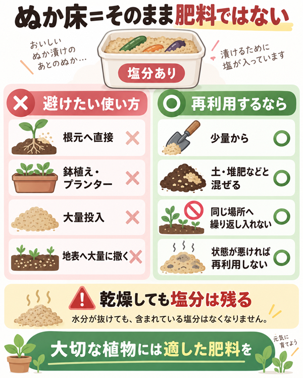 ぬか床の塩分による植物への影響と再利用時の注意点