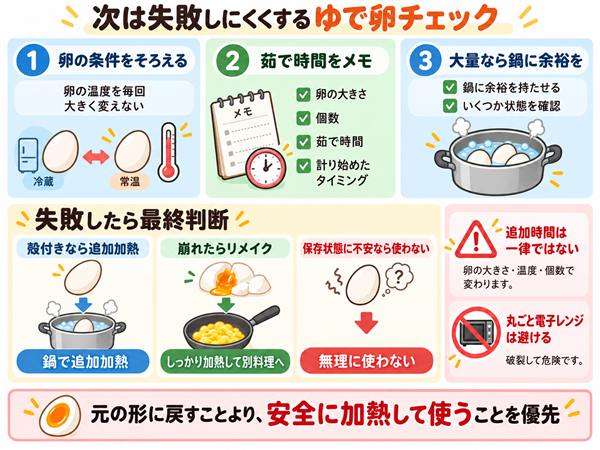 ゆで卵の失敗予防と失敗した場合の最終判断を整理