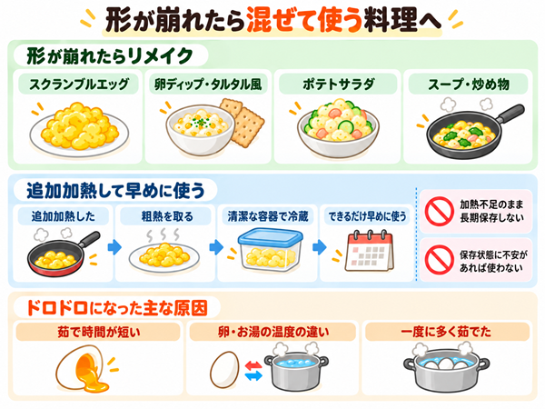 失敗したゆで卵のリメイク先と保存・失敗原因を整理