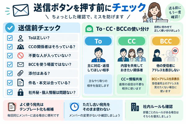 送信前の宛先確認とTo・CC・BCCの使い分け
