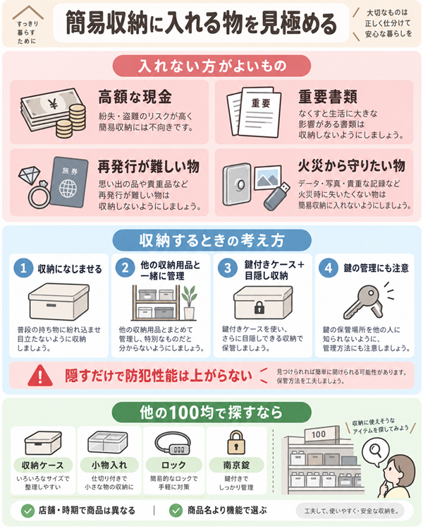 簡易収納に入れない物と収納・商品選びの注意点