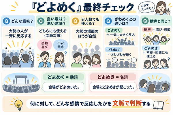どよめくの意味とざわめく・歓声との違いを最終確認