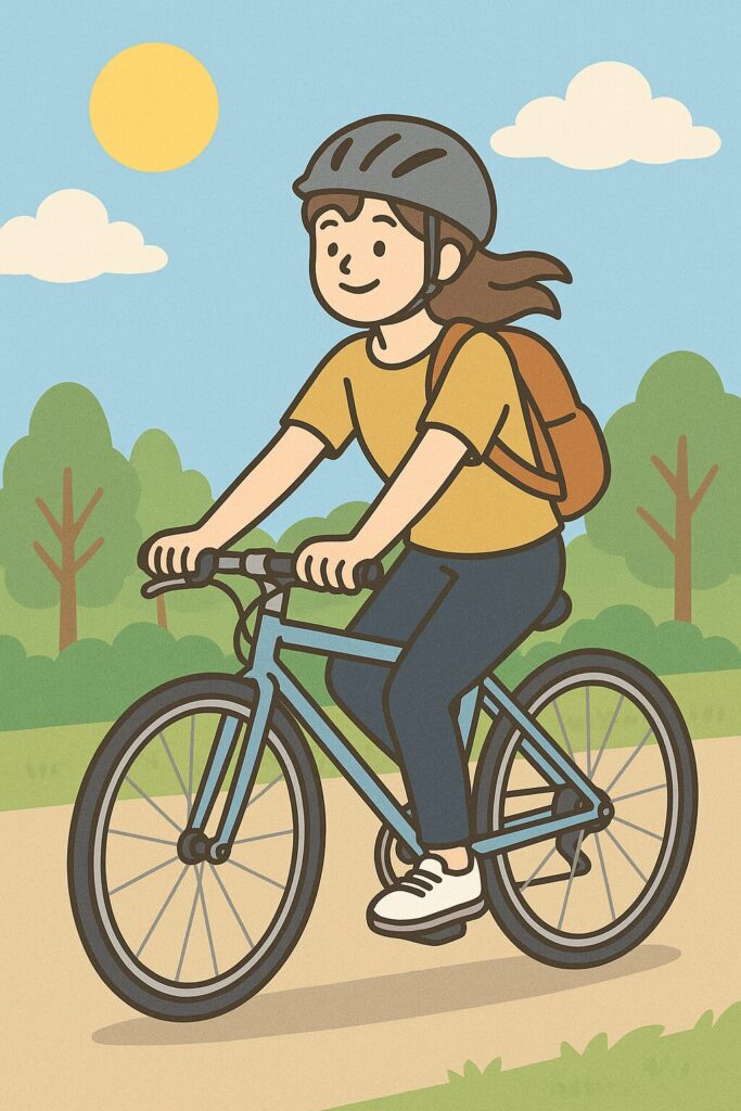 自転車通勤を楽しむ女性のイメージ