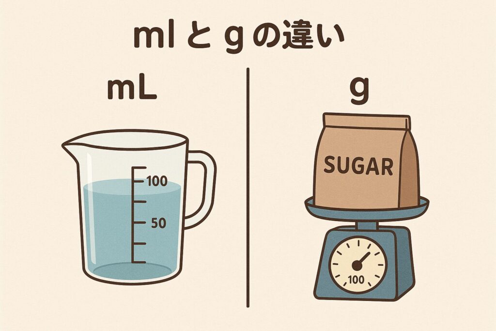 ミリリットルとグラムはどう違うの？
