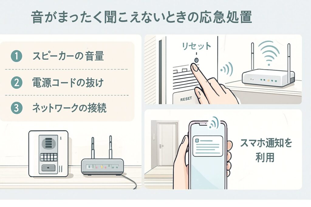 音がまったく聞こえないときの応急処置