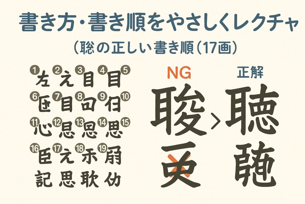 「聰の正しい書き順(17画)」