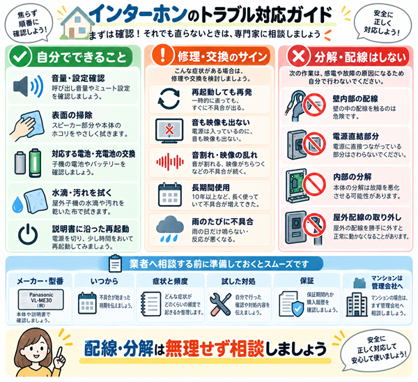 自分でできる対処と修理・交換を検討する症状