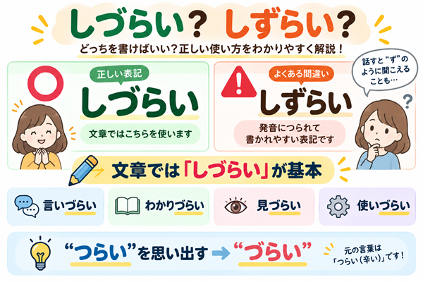 しづらいとしずらいの違いと正しい表記の覚え方