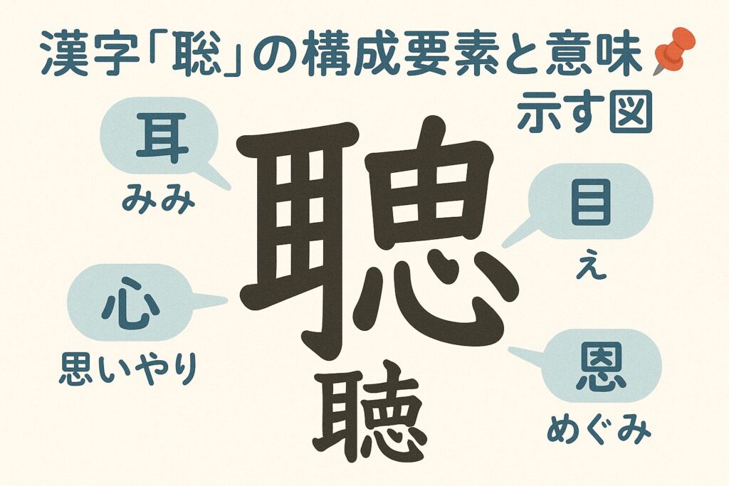 「漢字『聰』の構成要素と意味を示す図」