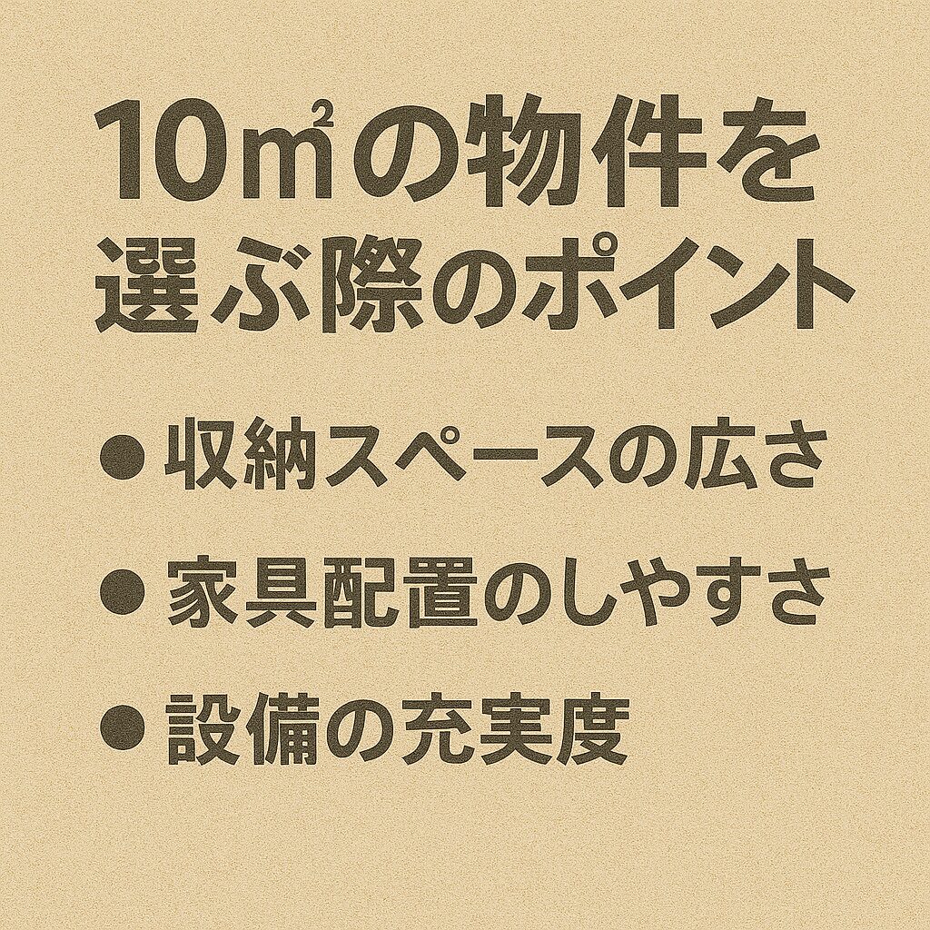10平米の物件を選ぶときのポイント