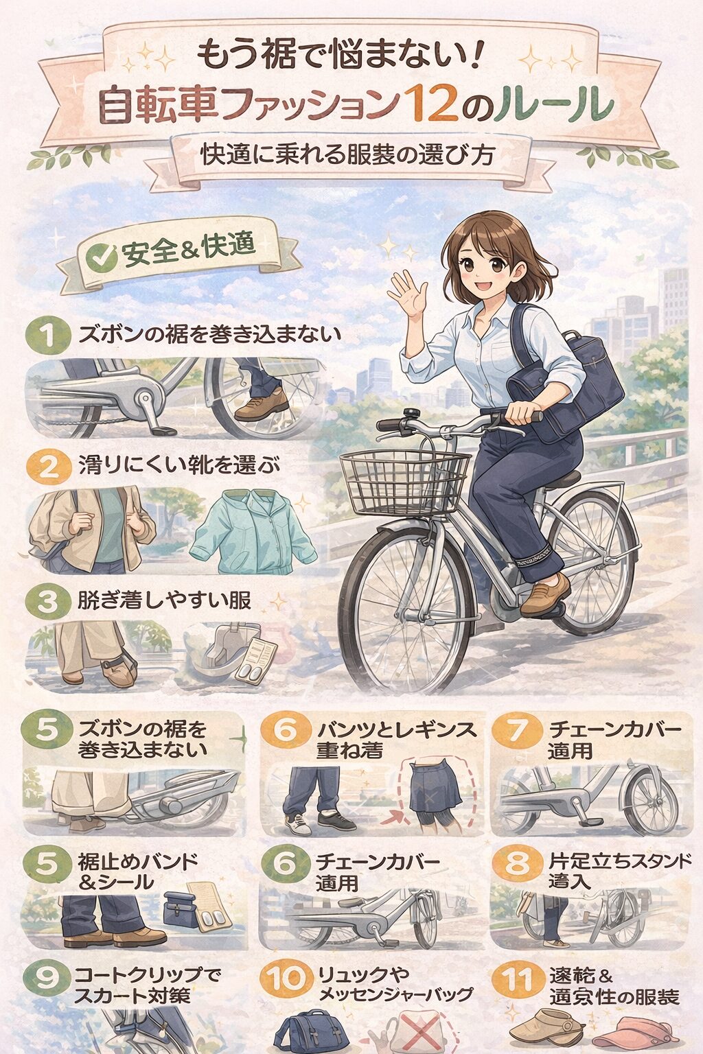 もう裾で悩まない！自転車ファッション12のルール｜快適に乗れる服装の選び方