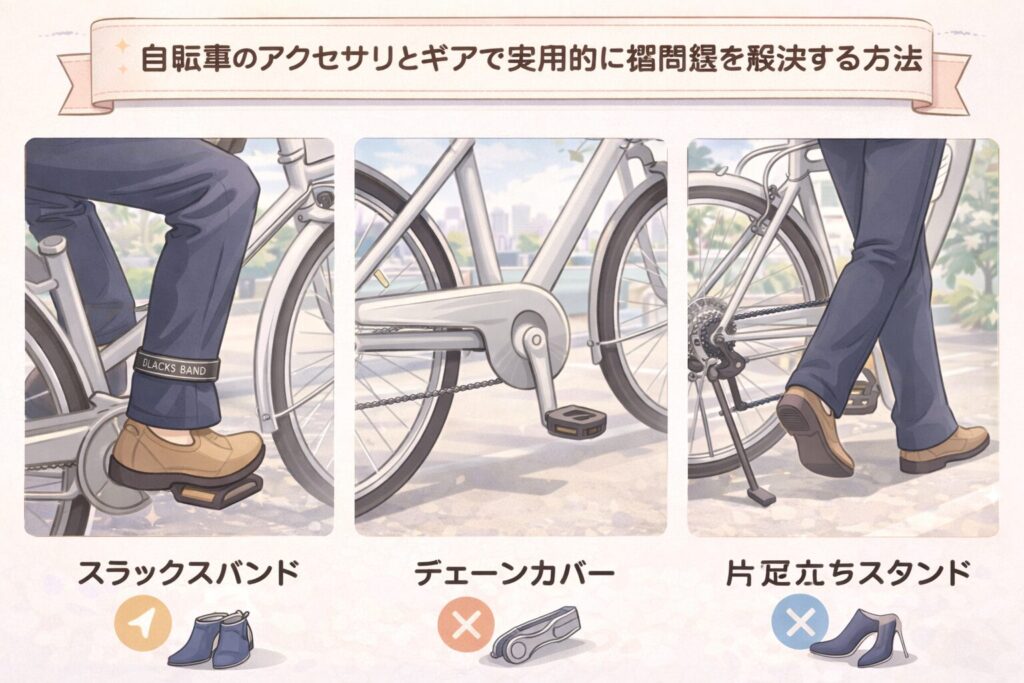 アクセサリとギアで実用的に裾問題を解決する方法