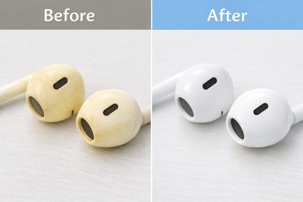 白いイヤホンの黄ばみ対策とケア方法