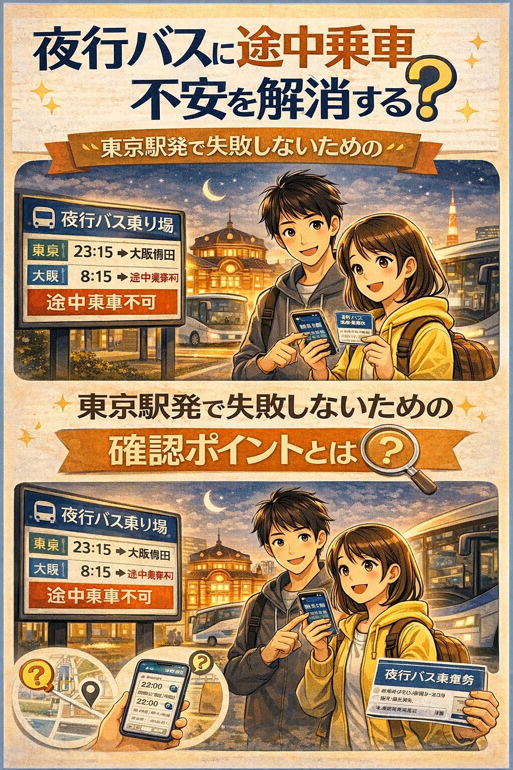 夜行バスに途中乗車できる？東京駅発で失敗しないための確認ポイントとは？