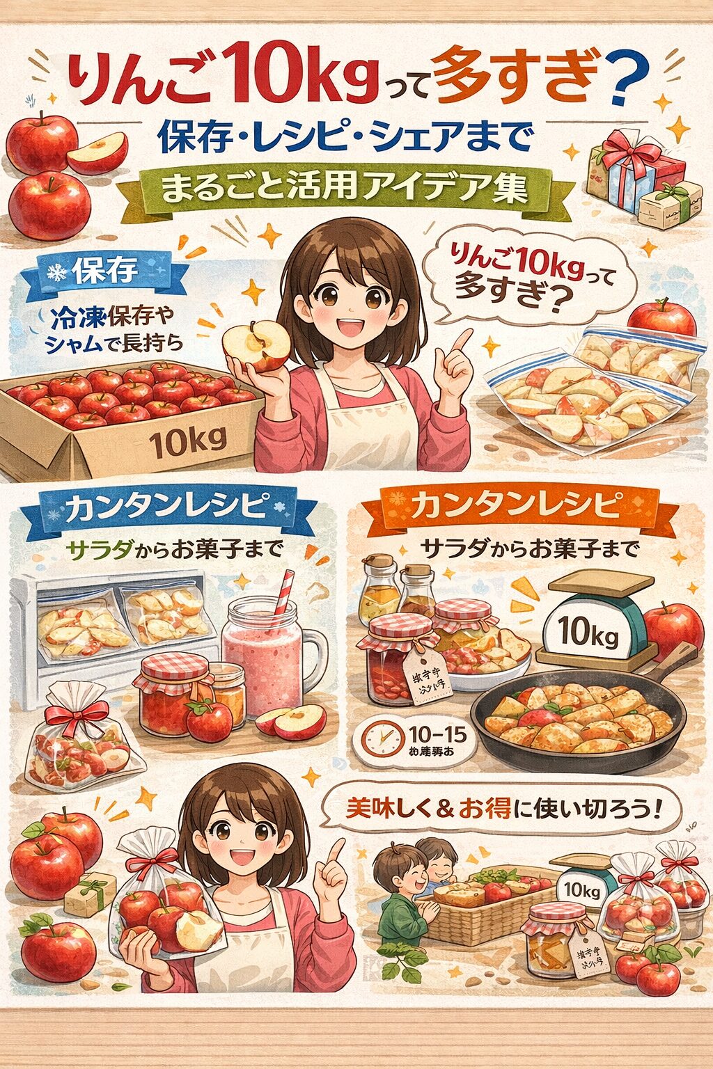 りんご10kgって多すぎ？保存・レシピ・シェアまでまるごと活用アイデア集