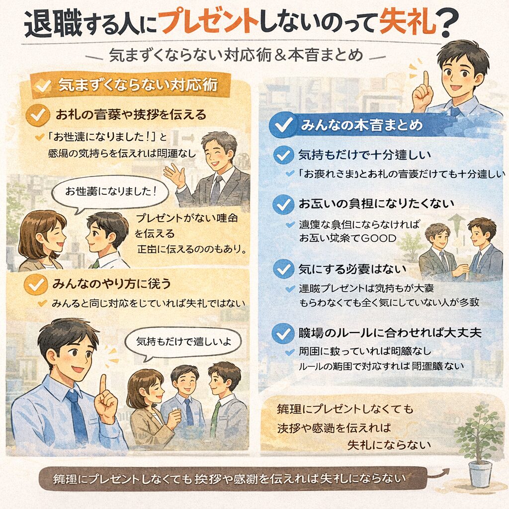 退職する人にプレゼントしないのって失礼？気まずくならない対応術＆本音まとめ