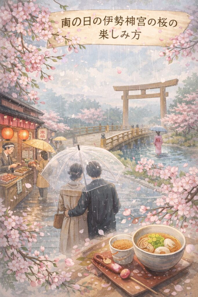 雨の日の伊勢神宮の桜の楽しみ方