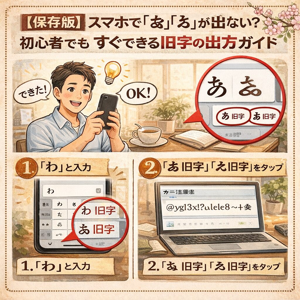 【保存版】スマホで「ゐ」「ゑ」が出ない？初心者でもすぐできる旧字の出し方ガイド