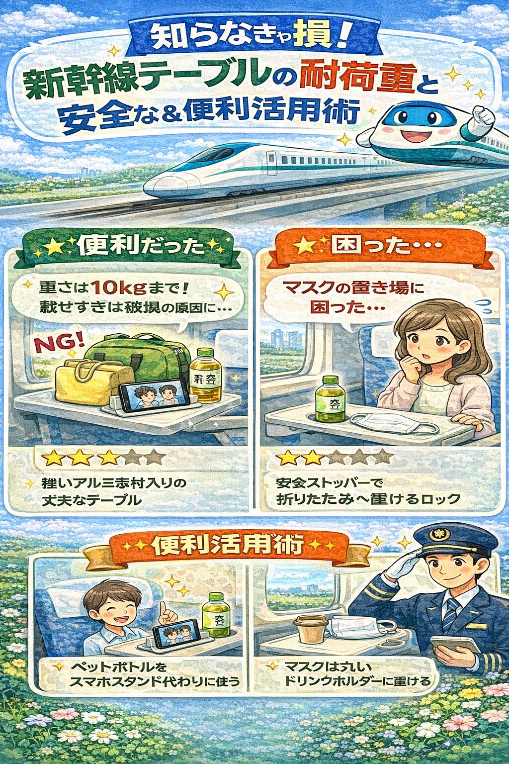 知らなきゃ損！新幹線テーブルの耐荷重と安全な使い方＆便利活用術まとめ