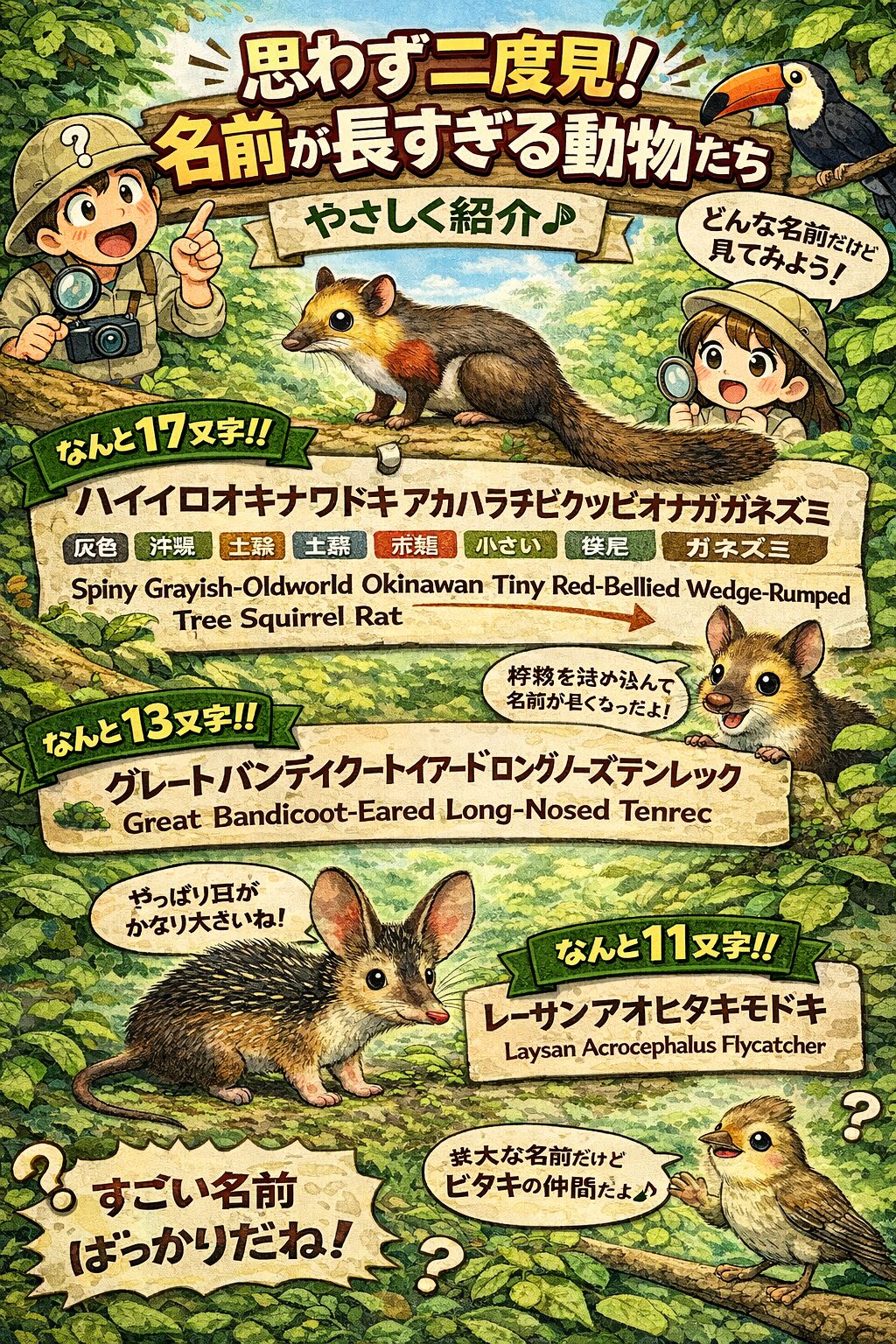 思わず二度見！名前が長すぎる動物たちをやさしく紹介♪