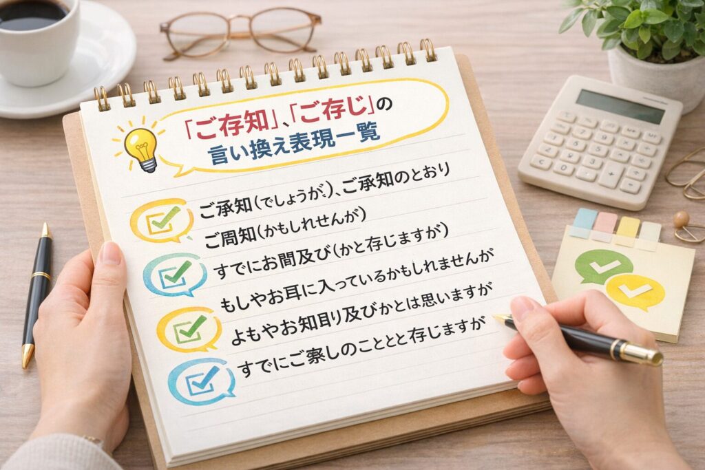 「ご存知」「ご存じ」の言い換え表現一覧