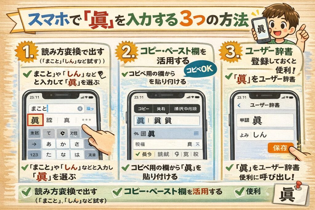 スマホで「眞」を入力する3つの方法