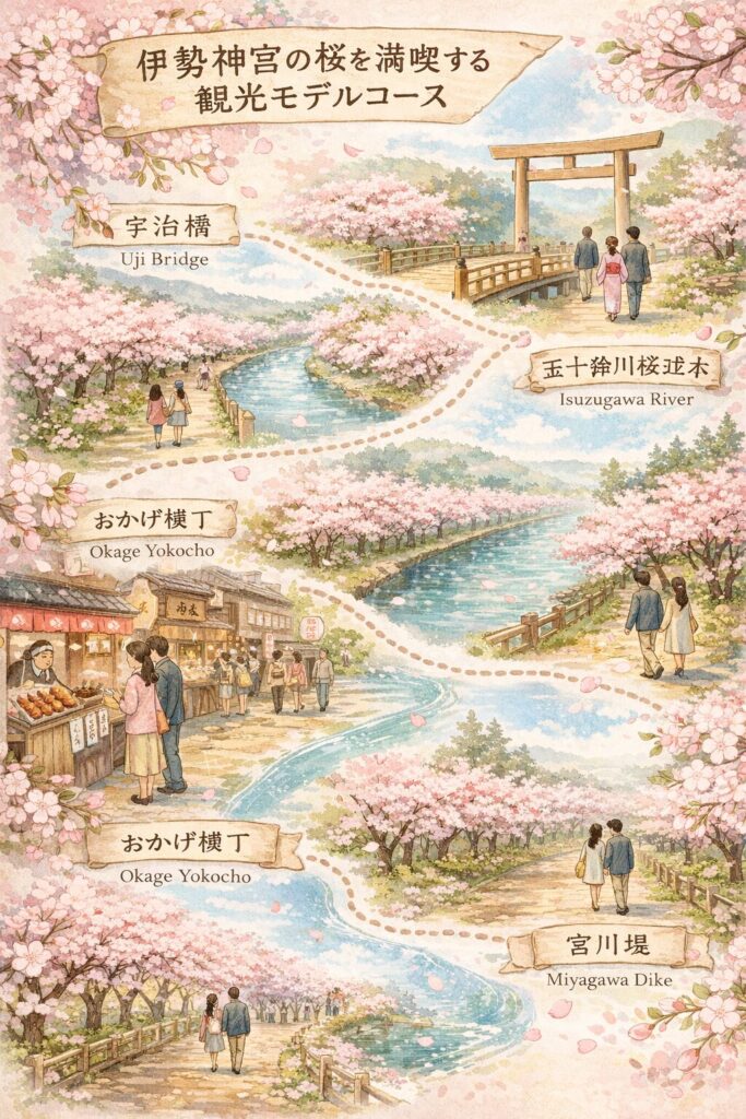 伊勢神宮の桜を満喫する観光モデルコース