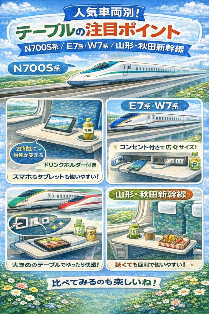 人気車両別！テーブルの注目ポイント