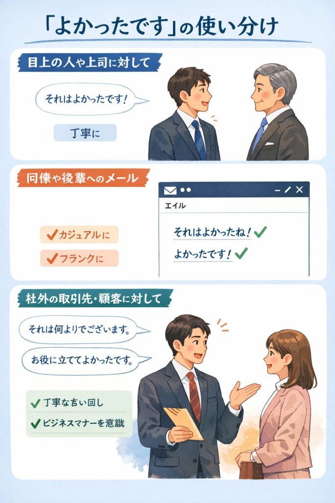 相手との関係性別｜「よかったです」の使い分け