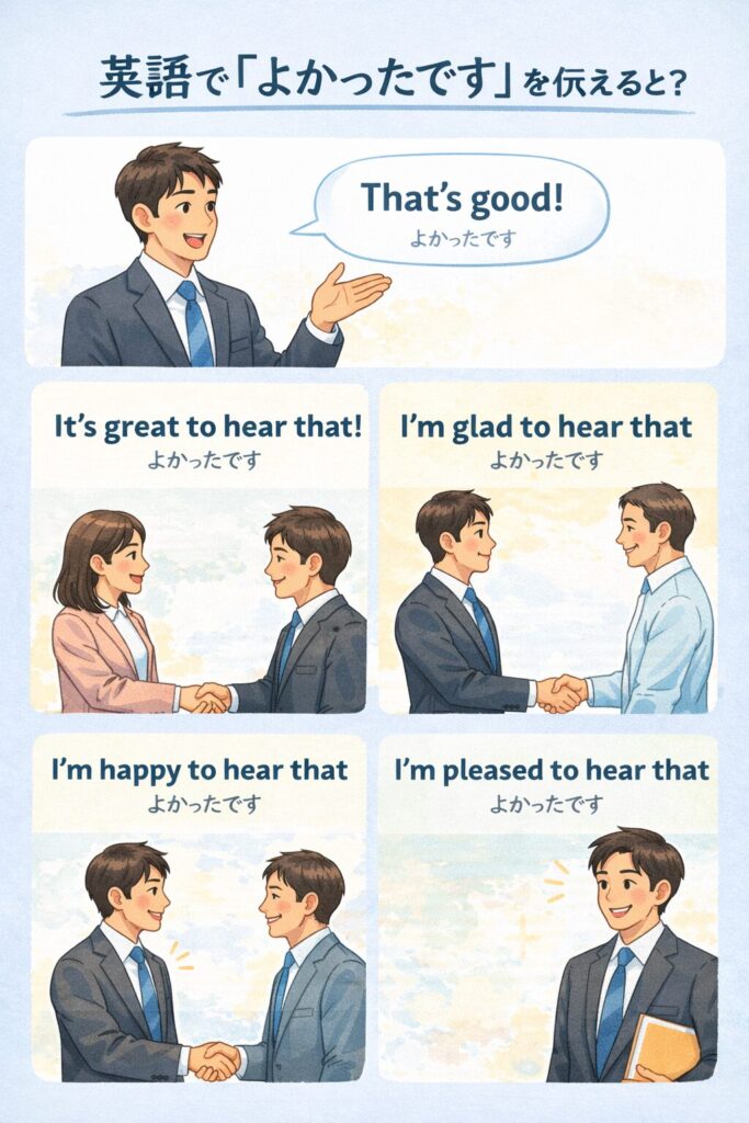 英語で「よかったです」を伝えるには？