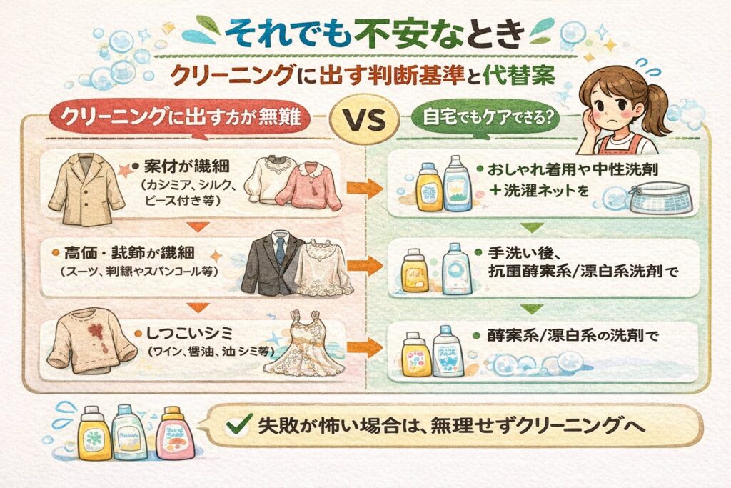それでも不安なとき:クリーニングに出す判断基準と代替案