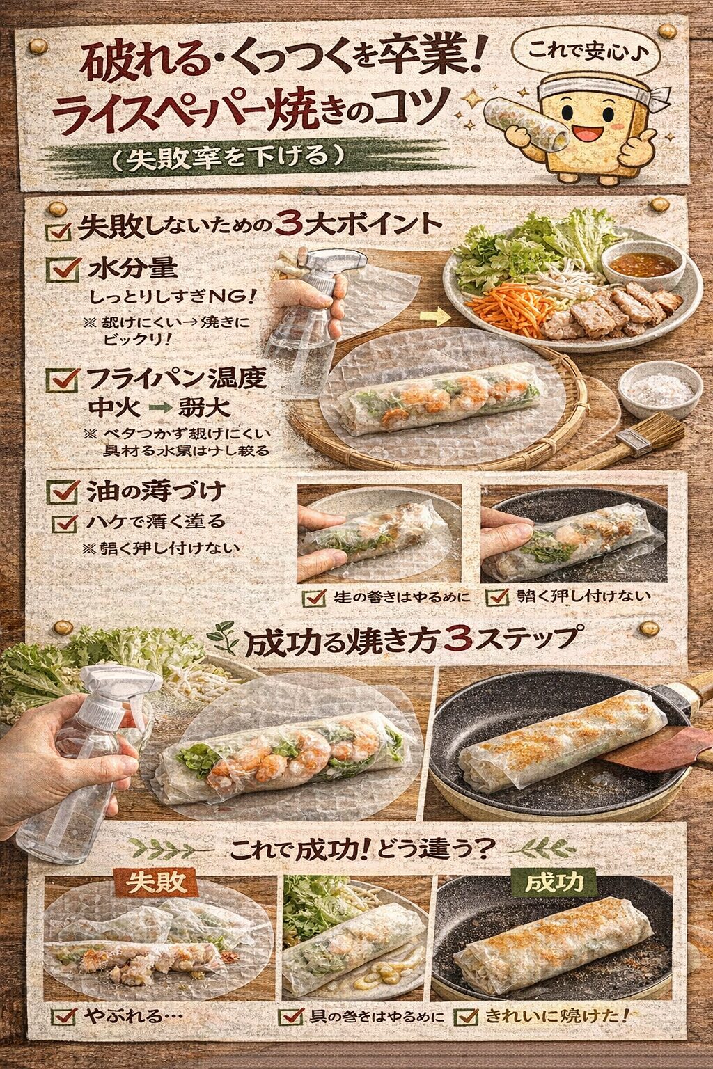 破れる・くっつくを卒業！ライスペーパー焼きのコツ完全版