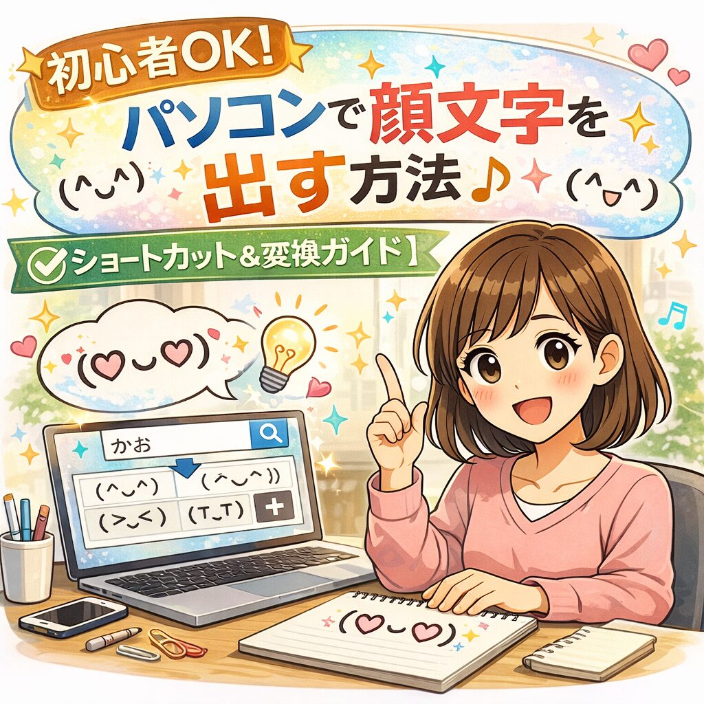 初心者OK！パソコンでかわいい顔文字を出す方法【ショートカット＆変換ガイド】