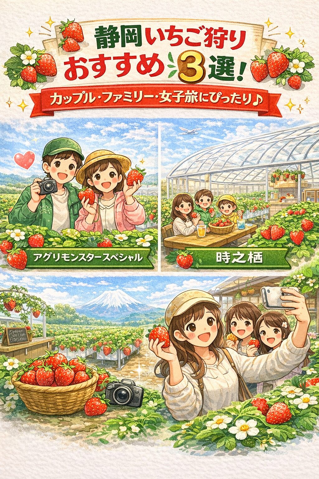 静岡いちご狩りおすすめ3選｜カップル・ファミリー・女子旅にぴったり♪