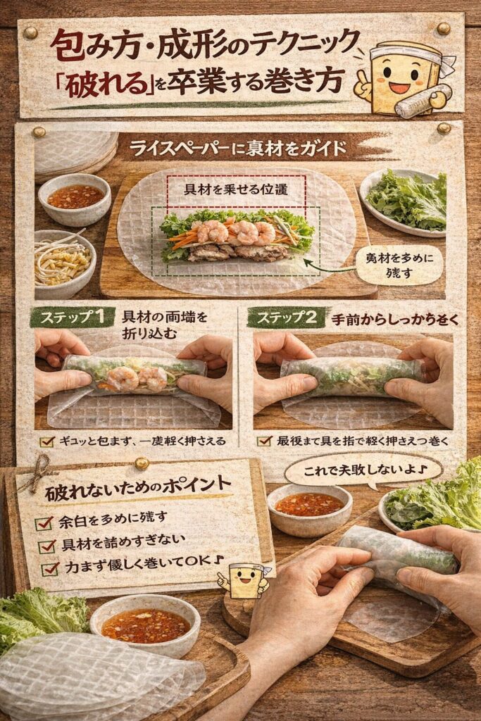 包み方・成形のテクニック:破れるを卒業する巻き方