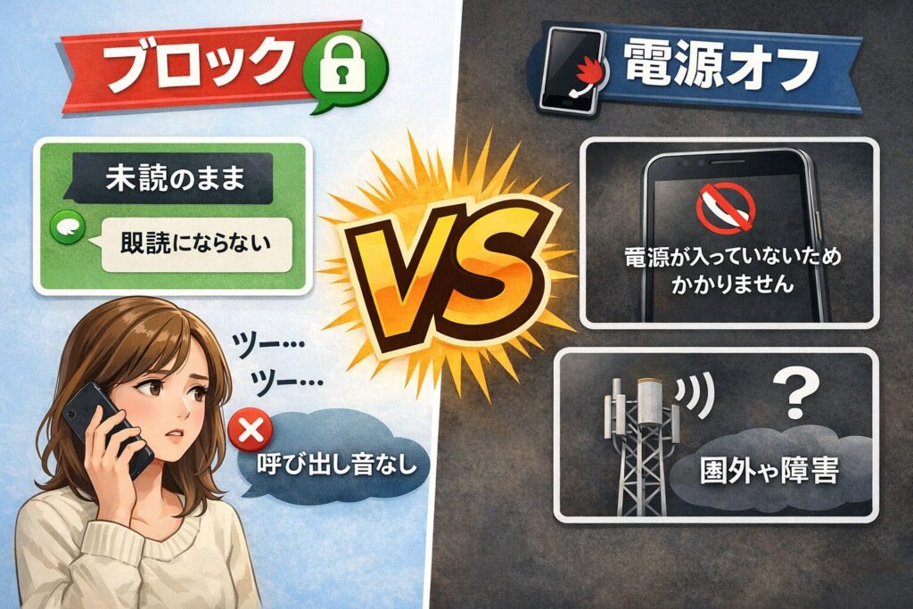 ブロックと電源オフの見分け方