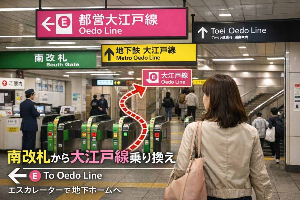 JR新宿駅「南改札」から大江戸線への乗り換え方法