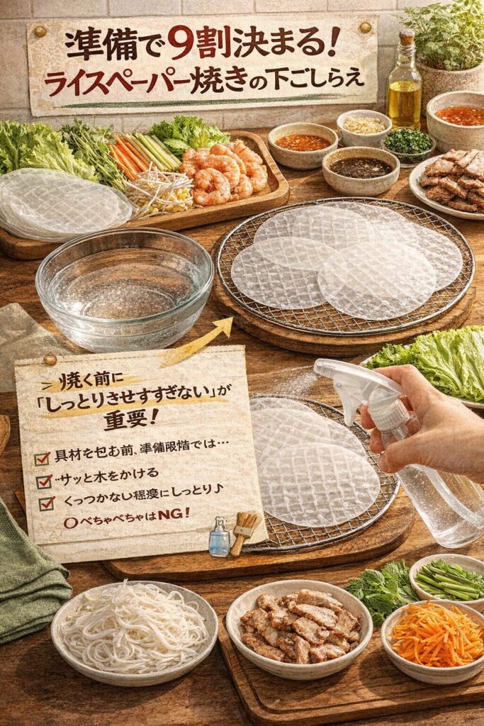 準備で9割決まる!ライスペーパー焼きの下ごしらえ