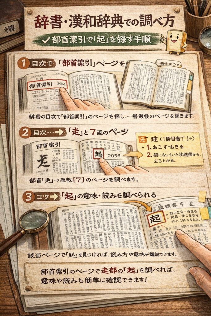 辞書・漢和辞典での調べ方｜部首索引で「起」を探す手順