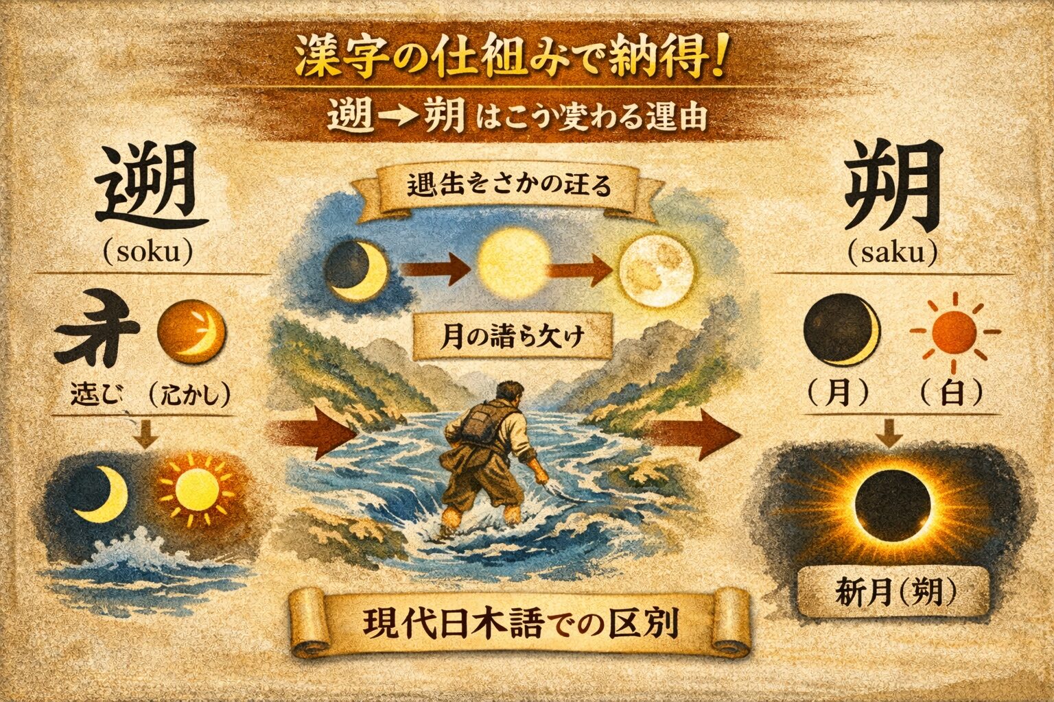漢字の仕組みで納得！遡→朔はこう変わる理由