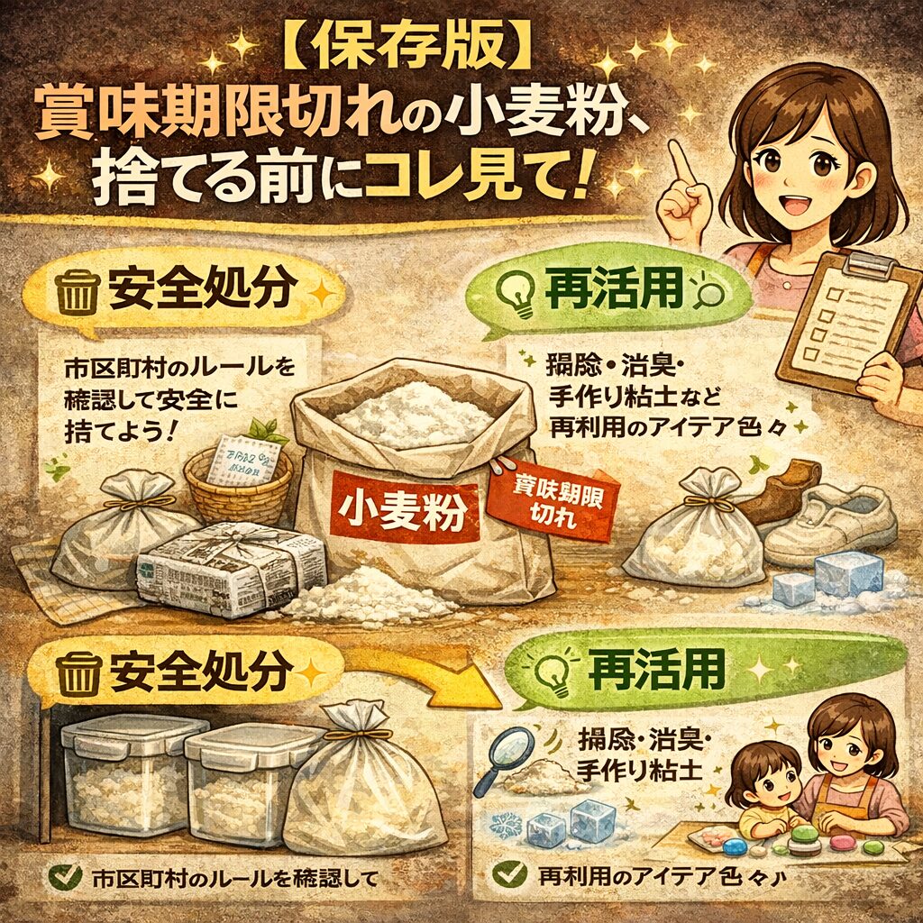 【保存版】賞味期限切れの小麦粉、捨てる前にコレ見て！安全処分と再活用のコツ♪