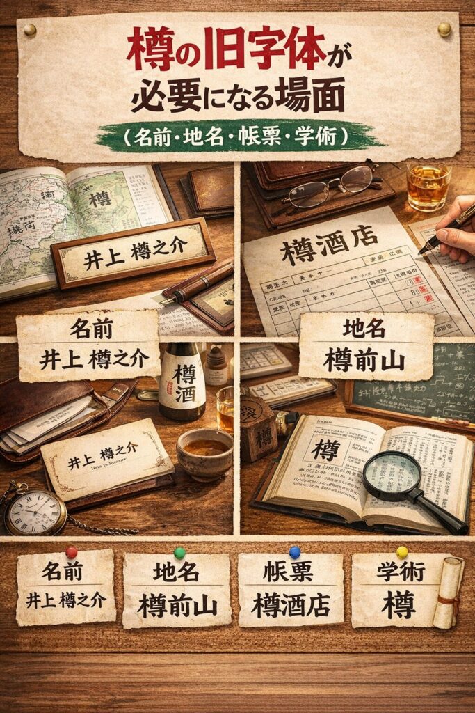 樽の旧字体が必要になる場面（名前・地名・帳票・学術）