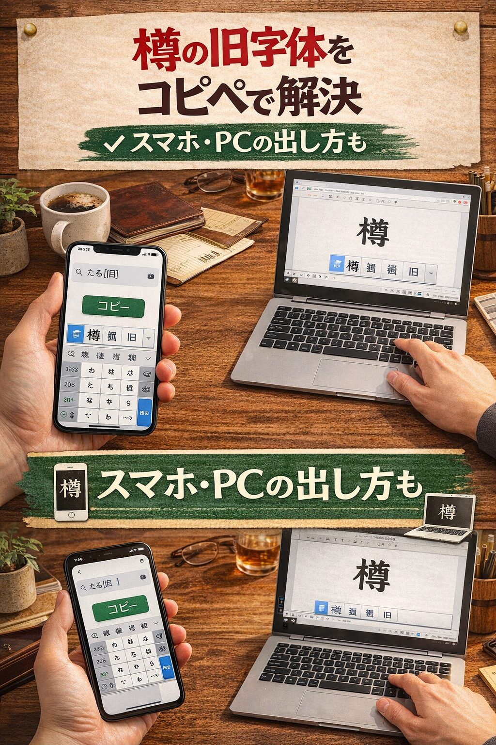 樽の旧字体をコピペで解決｜スマホ・PCの出し方も