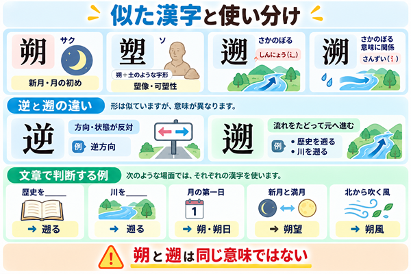朔・塑・遡・溯・逆の違いと使い分け
