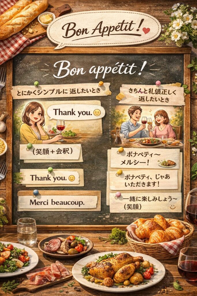 すぐ使える!ボナペティへの返事フレーズ早見表