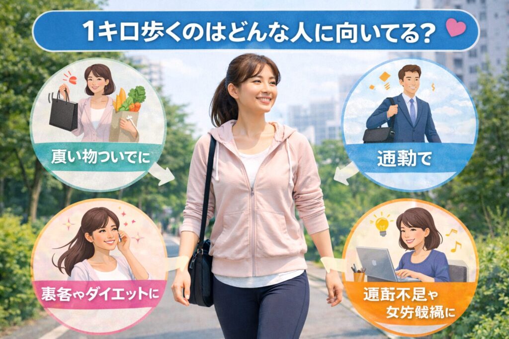 1キロ歩くのはどんな人に向いてる？