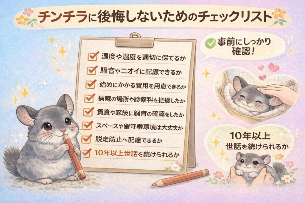 チンチラに後悔しないためのチェックリスト